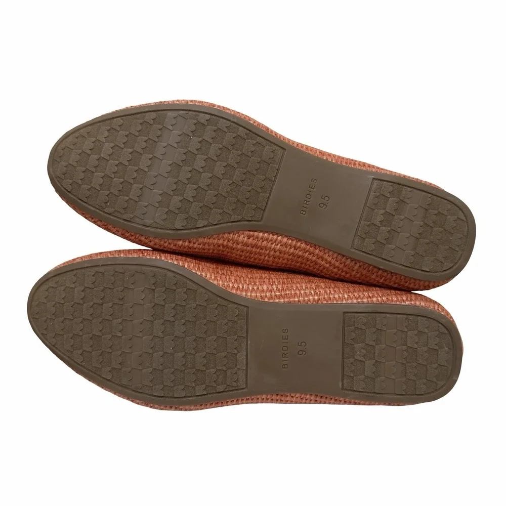 Birdies The Startling Raffia Flats Womens US 9.5 Coral Comfort Slip On Shoe NWOB